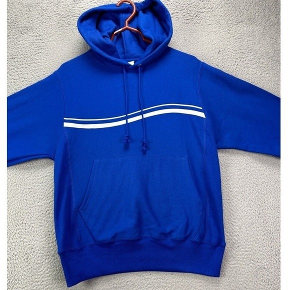 Champion Hoodie Sweatshirt Adult Small Reverse Weave Blue Drawstring Sweater Men - Picture 1 of 10